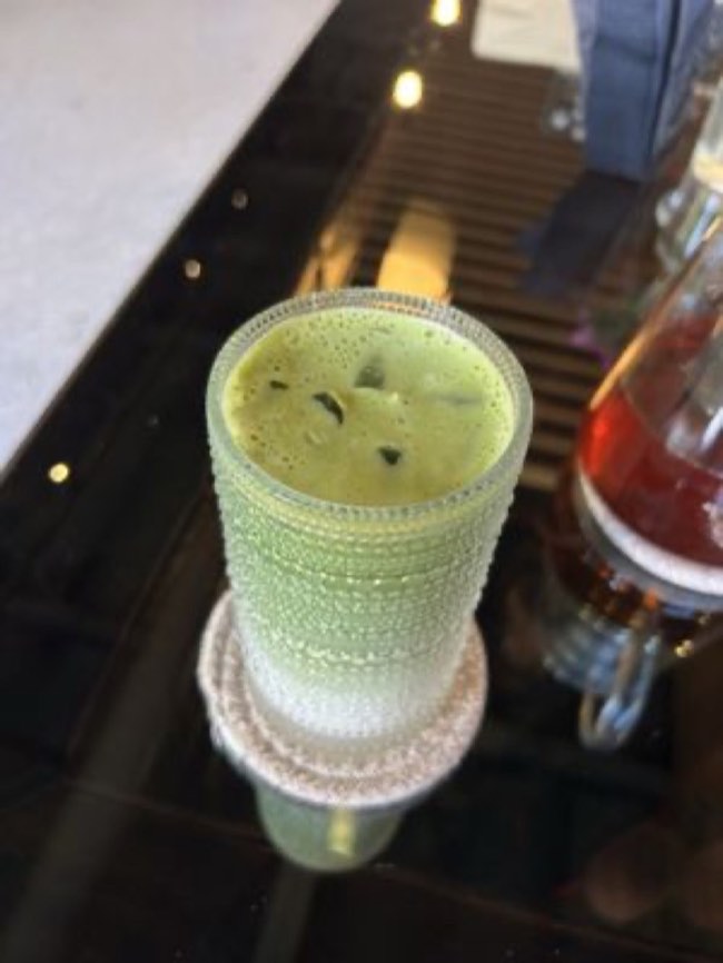 An iced green matcha drink at Coffee Wave